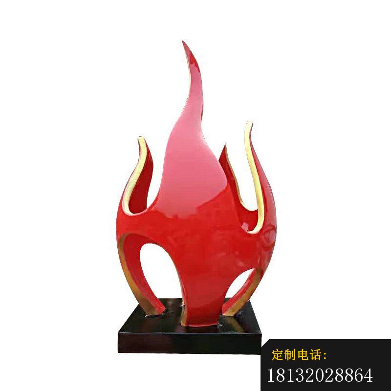 抽象创意红色火焰公园景观雕塑，不锈钢雕塑_800*800