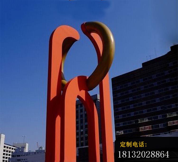 抽象创意红色景观，不锈钢雕塑 (2)_750*681