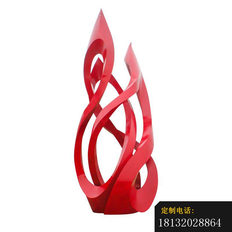 抽象创意红色镂空花瓣广场景观雕塑，不锈钢雕塑_800*800