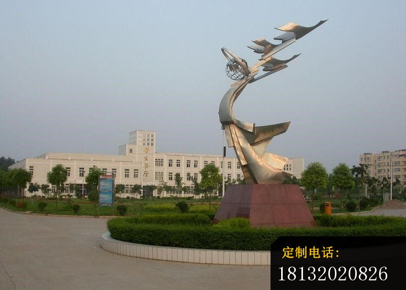 不锈钢飞翔雕塑，校园景观雕塑_800*572