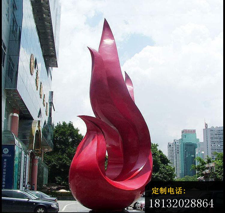 抽象创意红色丝带广场景观雕塑，不锈钢雕塑_750*708