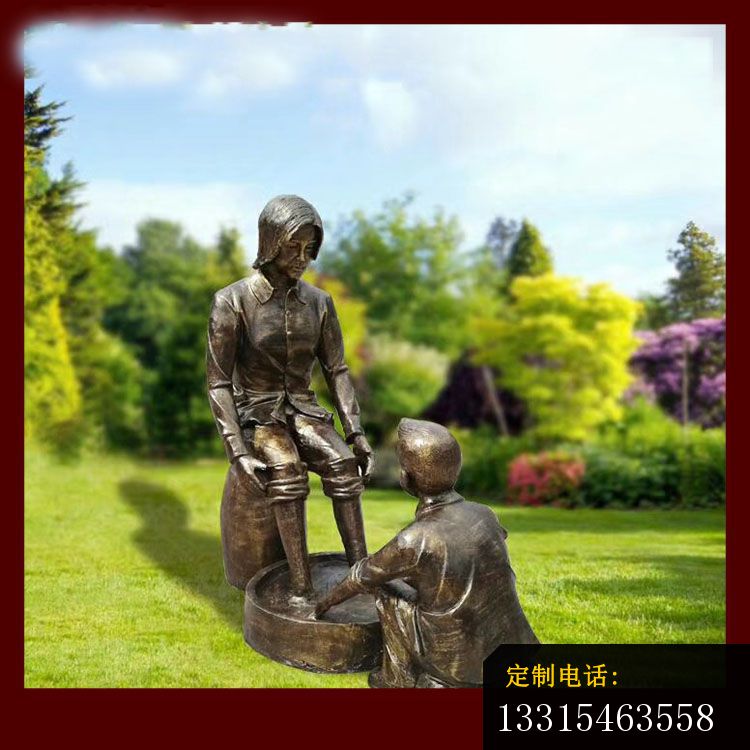 给母亲洗脚的儿童铜雕，公园孝道铜雕 (4)_750*750