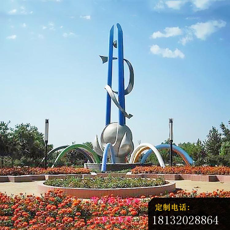 抽象创意蓝白广场景观雕塑，不锈钢雕塑 (2)_750*750