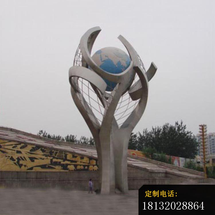 抽象创意手捧地球广场景观雕塑，不锈钢雕塑 (2)_750*750