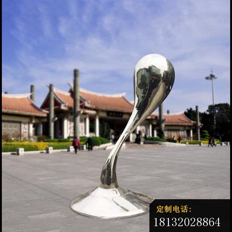 抽象创意水滴广场景观雕塑，不锈钢雕塑_750*750