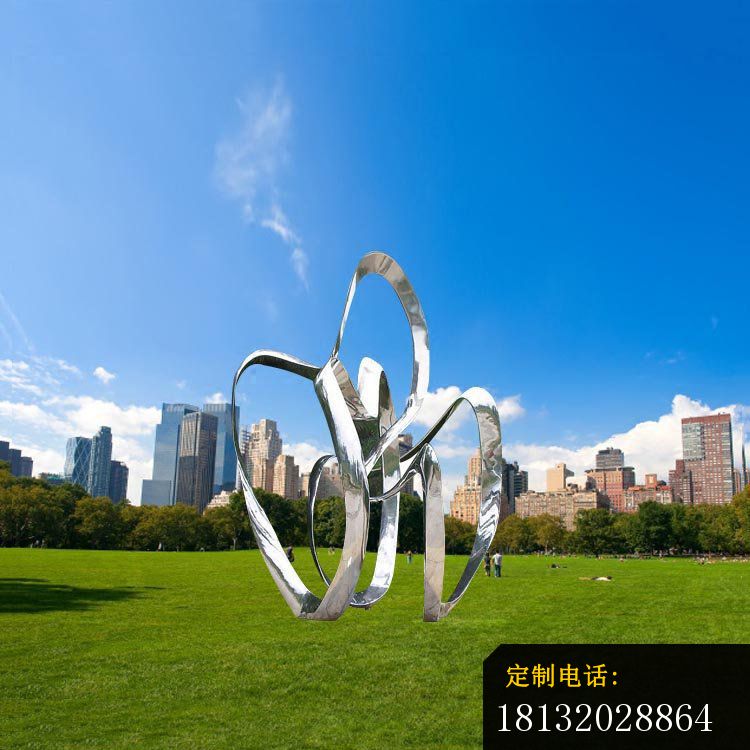 抽象创意弯曲丝带公园景观雕塑，不锈钢雕塑_750*750