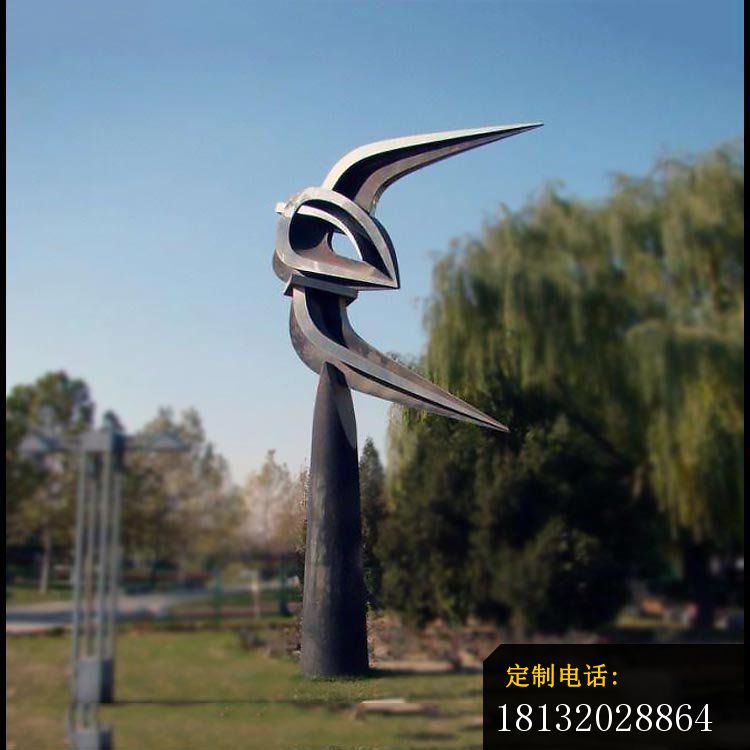 抽象仿真小燕子广场景观雕塑，不锈钢动物雕塑_750*750