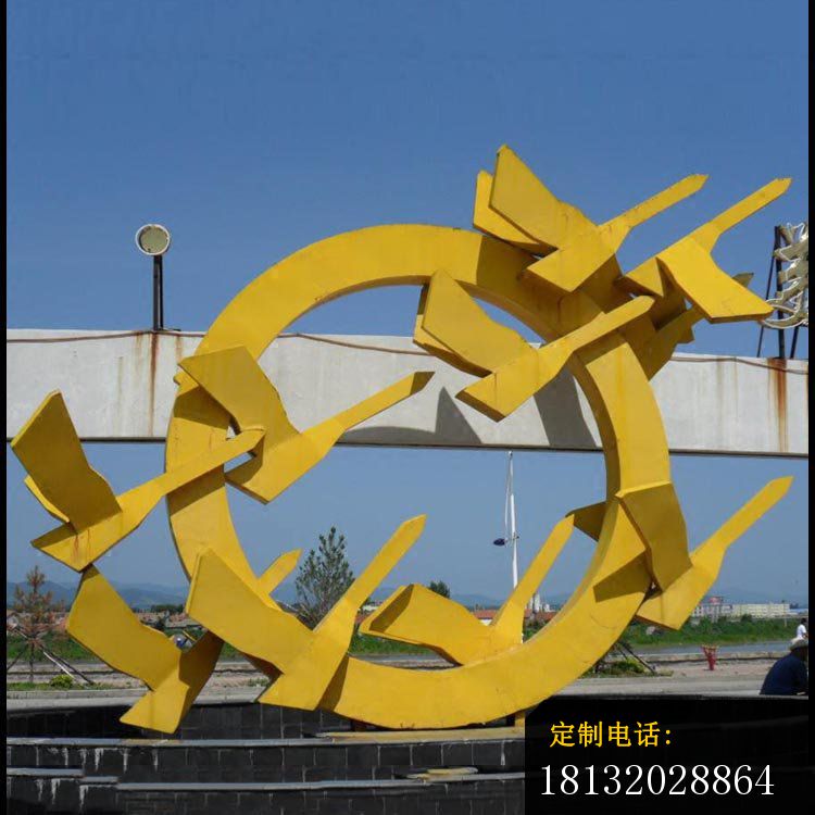 创意抽象飞鸟广场景观雕塑，不锈钢雕塑_750*750