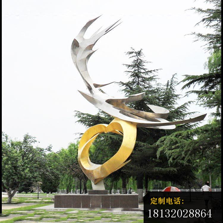 创意抽象凤凰广场雕塑，不锈钢景观雕塑_750*750