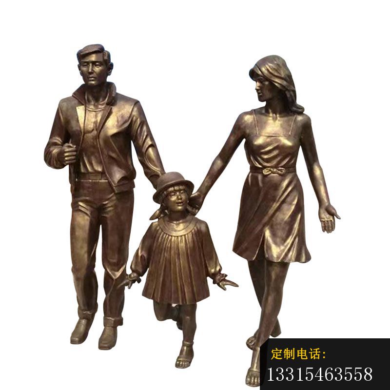 逛街的一家三口铜雕 步行街人物铜雕 (3)_800*800