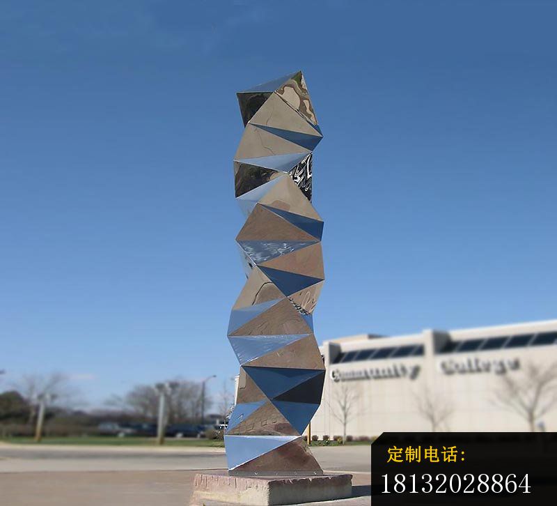 创意抽象菱形广场景观雕塑，不锈钢雕塑 (2)_800*726