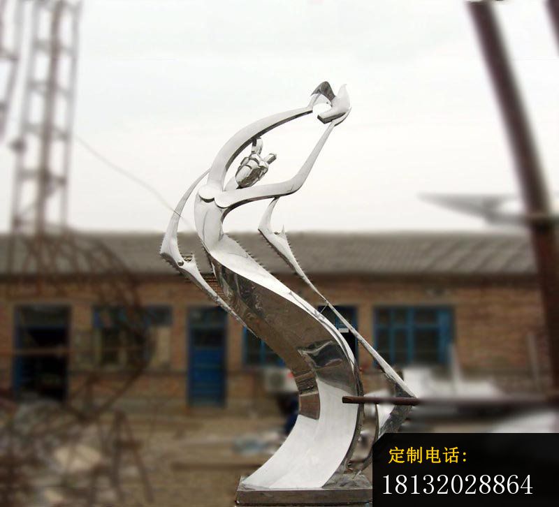 创意抽象女人广场景观雕塑，不锈钢雕塑 (2)_800*726