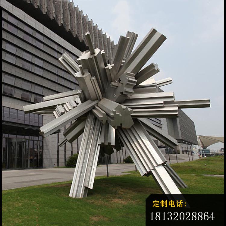 创意抽象条形公园景观雕塑，不锈钢雕塑_750*750