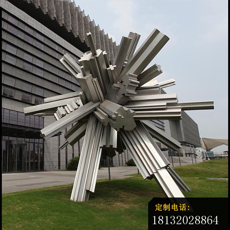 创意抽象条形公园景观雕塑，不锈钢雕塑 (2)_750*750