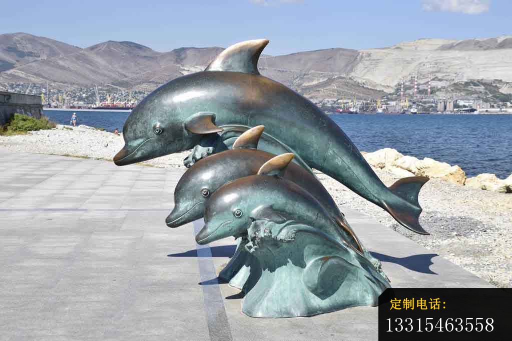 海豚母子铜雕 海边景观铜雕_1023*682