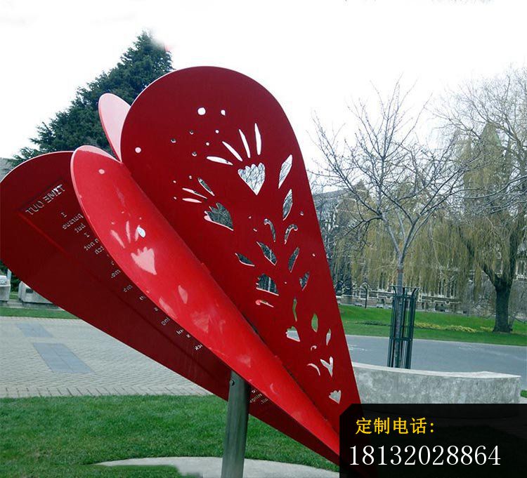 创意红色镂空公园景观，不锈钢雕塑 (2)_750*681