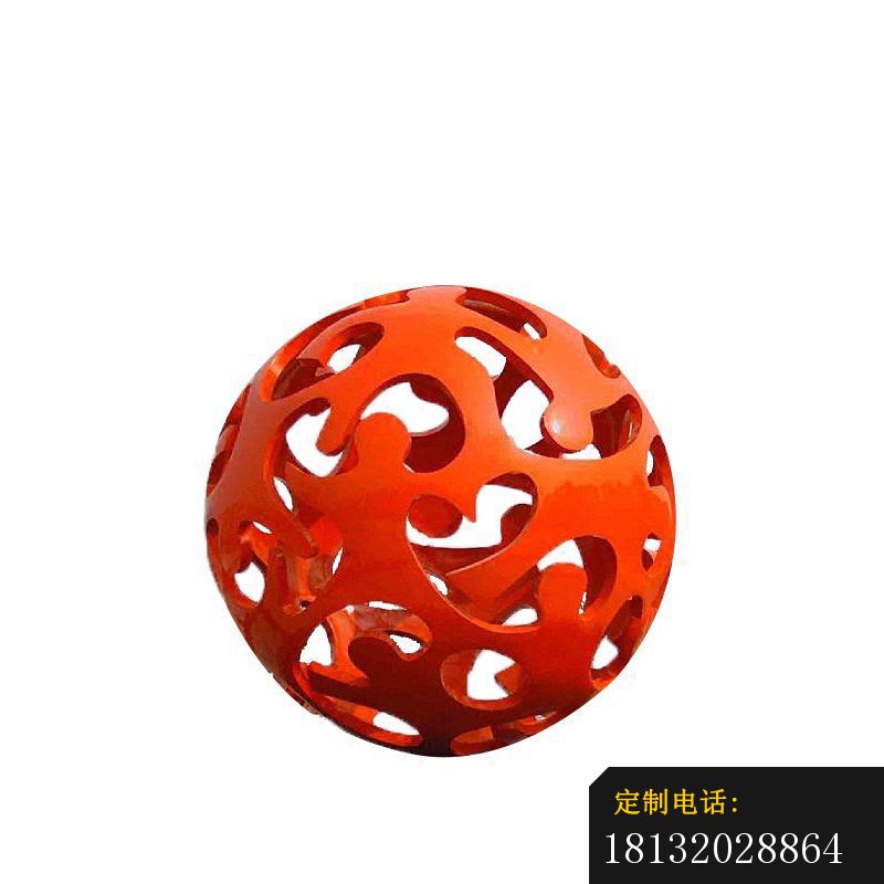 创意红色镂空球景观雕塑，不锈钢雕塑_800*800