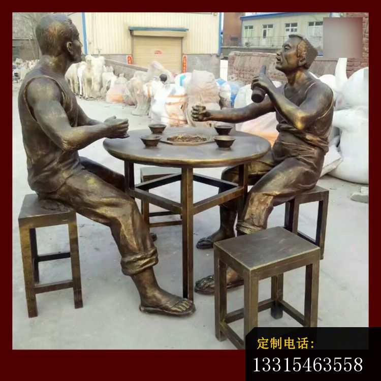 喝酒吃饭的人物铜雕，公园人物小品铜雕_750*750