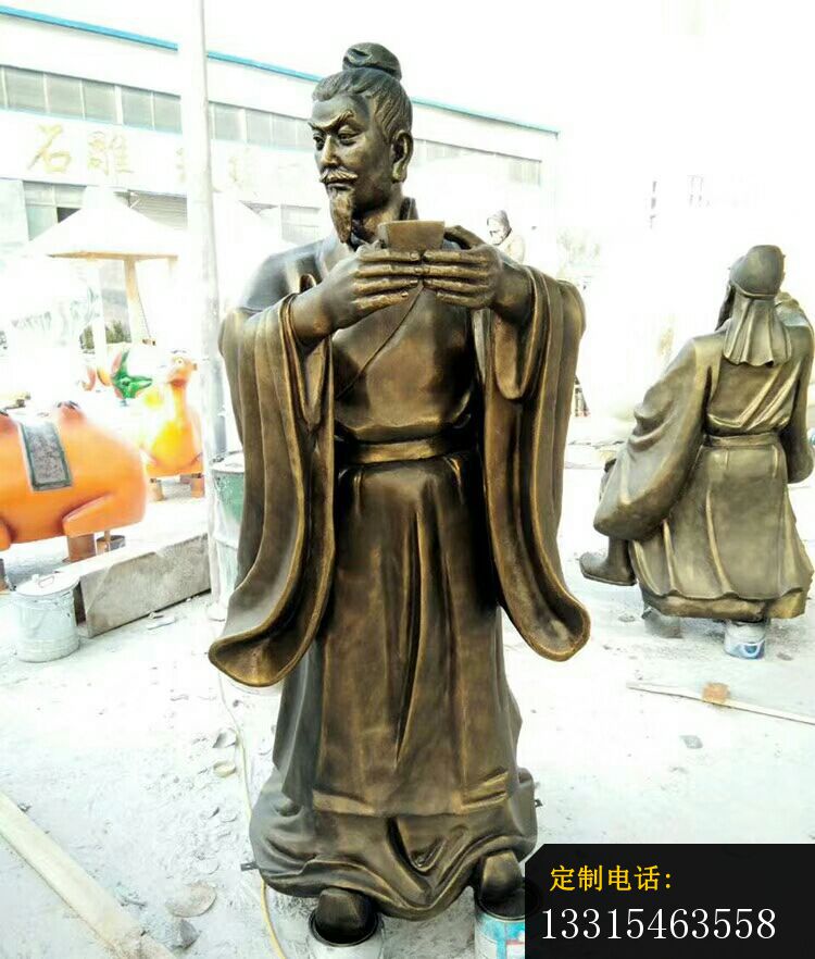 喝酒的刘关张铜雕，古代名人铜雕 (3)_750*882