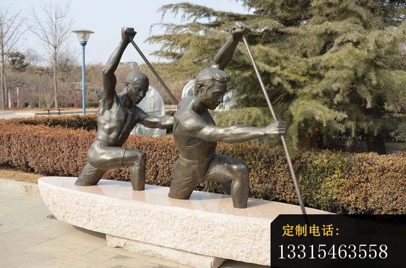 划船人物铜雕，公园景观雕塑_800*529