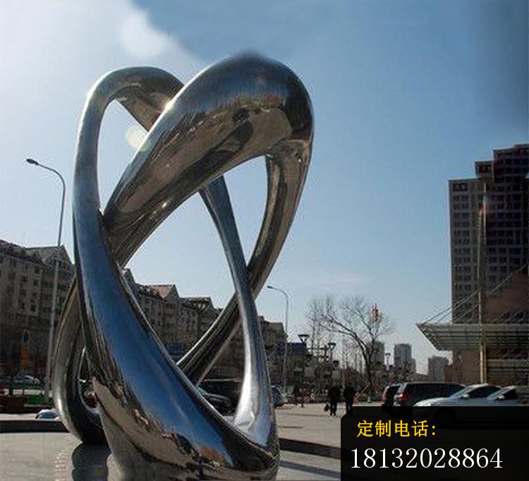 创意双环交叉广场景观雕塑，不锈钢雕塑 (2)_750*682