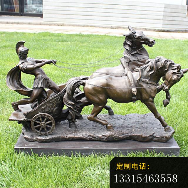 驾马车的西方士兵铜雕，公园西方人物铜雕 (2)_640*640