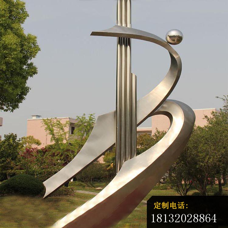 大型抽象丝带公园景观雕塑，不锈钢雕塑 (2)_750*750