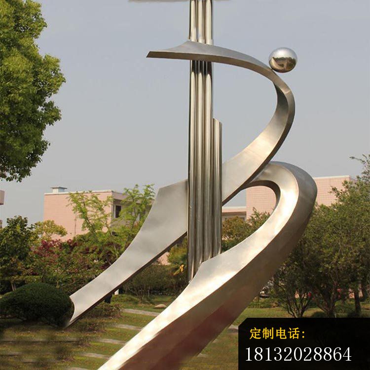 大型抽象丝带公园景观雕塑，不锈钢雕塑_750*750