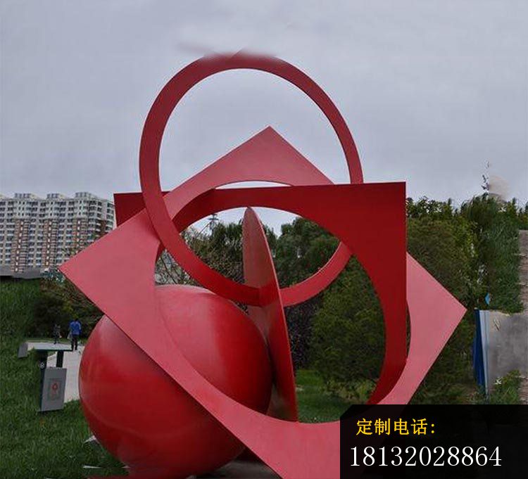 大型创意红色组合造型学校雕塑，不锈钢景观雕塑 (2)_750*681