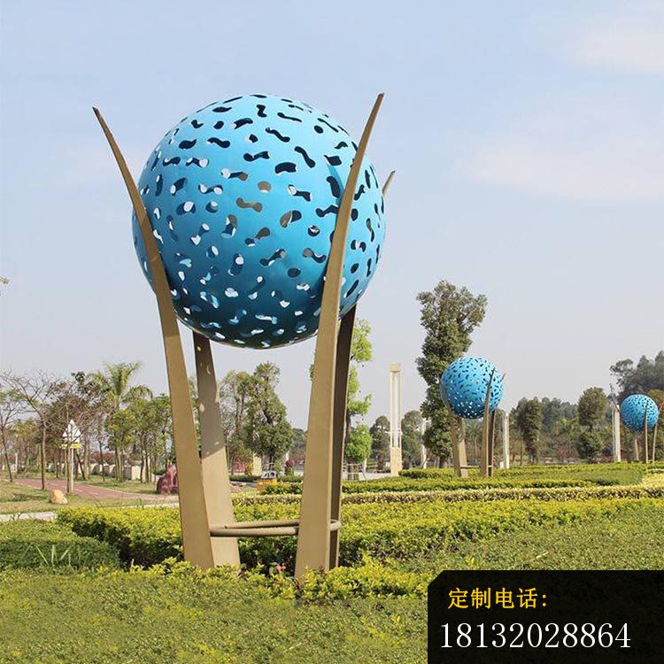 大型创意镂空圆球公园景观雕塑，不锈钢雕塑 (2)_750*750