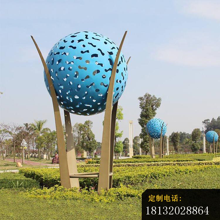 大型创意镂空圆球公园景观雕塑，不锈钢雕塑_750*750