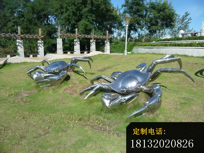 不锈钢螃蟹雕塑 公园不锈钢动物雕塑_700*525