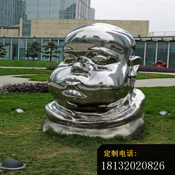 不锈钢胖娃娃头像雕塑 公园景观雕塑_600*600