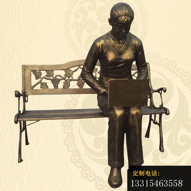看电脑的女孩铜雕，公园长椅铜雕 (2)_800*800