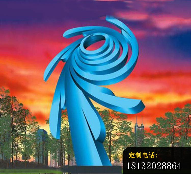 大型蓝色创意雕塑，不锈钢景观雕塑_750*684