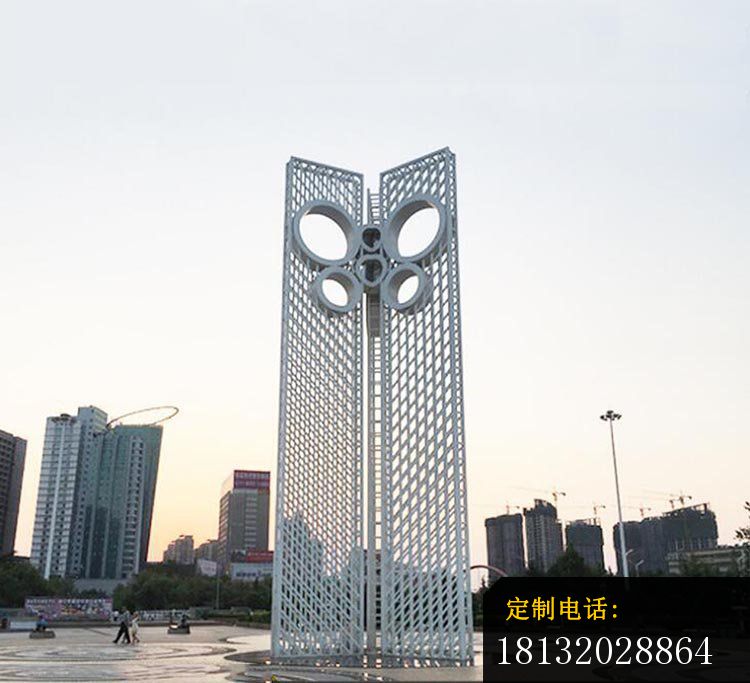 大型竖立镂空广场雕塑，不锈钢景观雕塑_750*683
