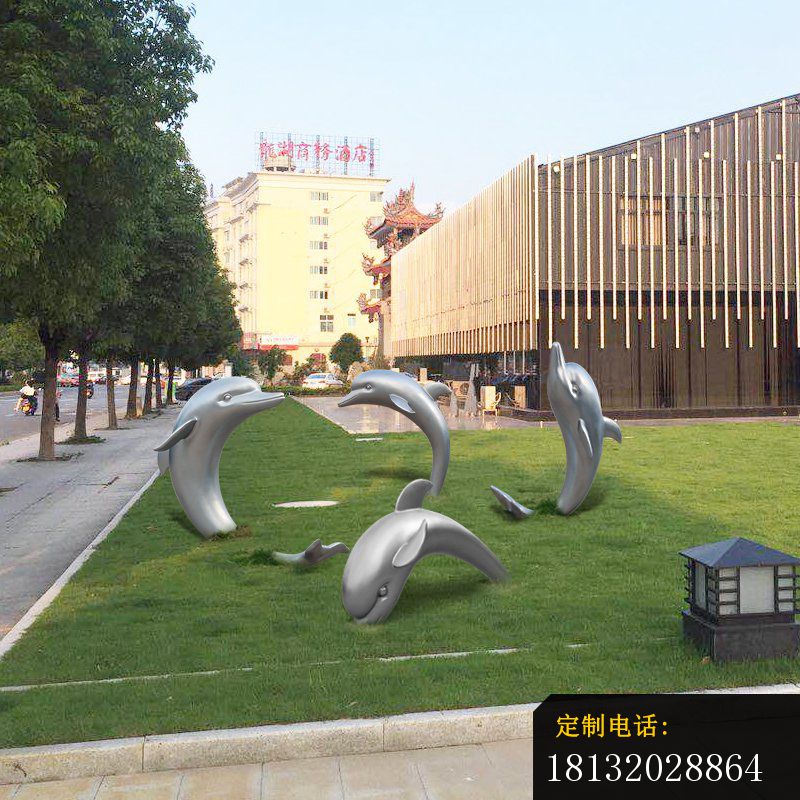 海豚广场景观雕塑，不锈钢雕塑_800*800