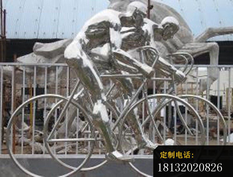 不锈钢骑自行车的人物雕塑，公园景观雕塑 (2)_780*593