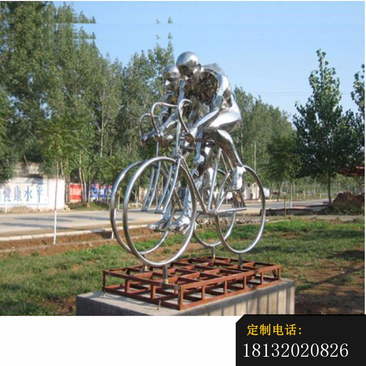 不锈钢骑自行车的人物雕塑，公园景观雕塑 (3)_750*750
