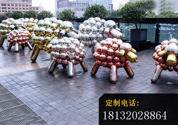 不锈钢抽象小羊肖恩雕塑  不锈钢抽象动物雕塑  广场不锈钢抽象雕塑 (5)_600*420