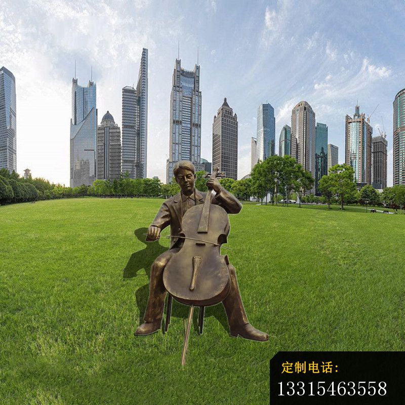 拉大提琴的人物铜雕，公园音乐人物铜雕_800*800