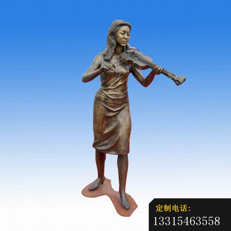 拉小提琴的人物雕塑，玻璃钢仿铜人物雕塑_750*750