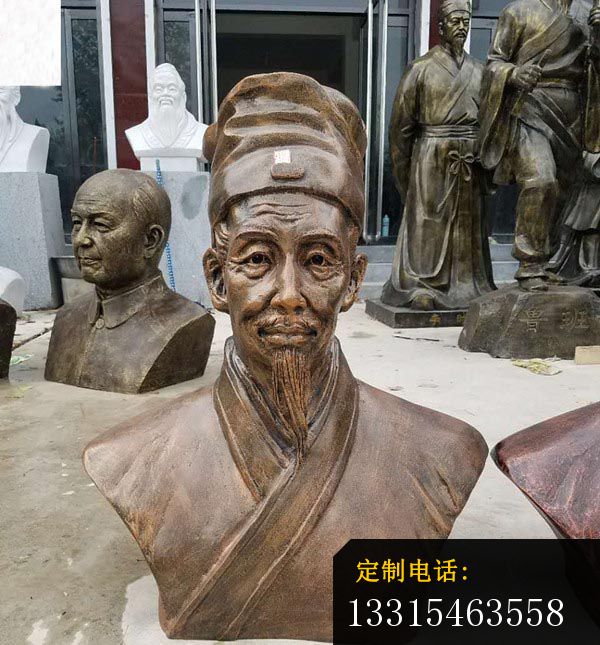 李时珍半身像铜雕 医学院古代名医铜雕_600*645