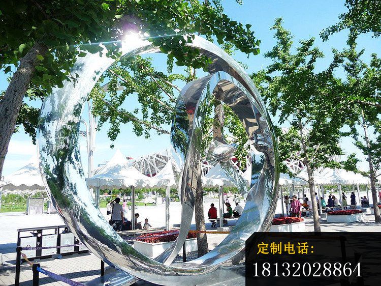 不锈钢抽象圆环雕塑 公园景观雕塑_750*562