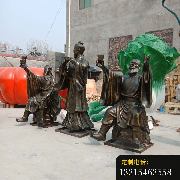 刘关张三结义铜雕，古代名人铜雕 (2)_750*750