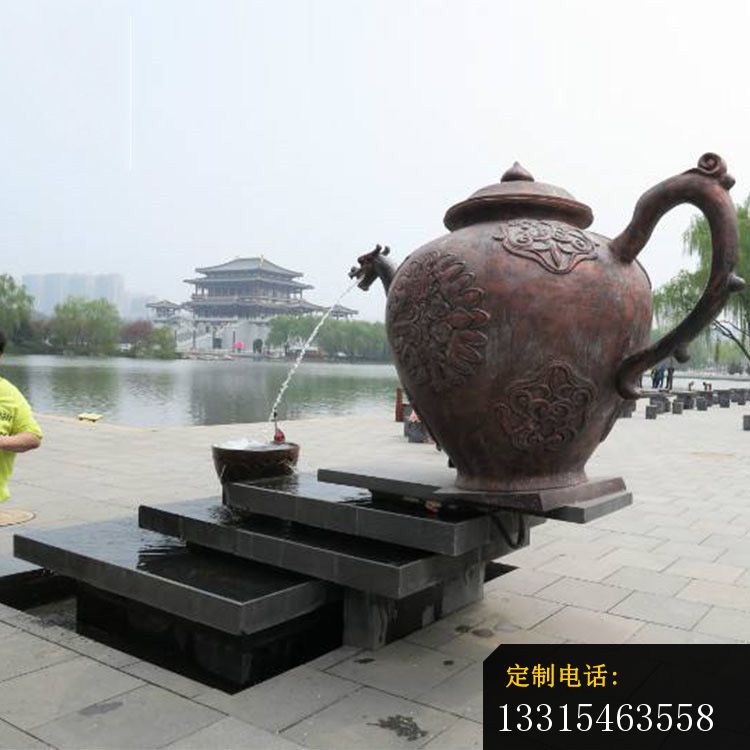 流水的茶壶铜雕公园景观铜雕 (2)_750*750