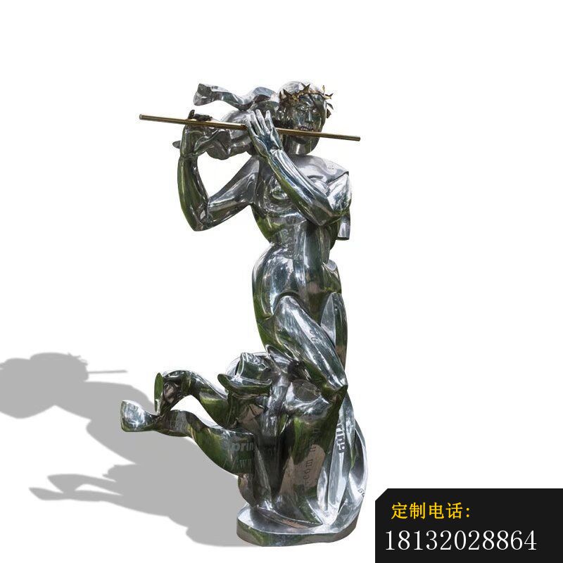 不锈钢吹笛子的女孩公园不锈钢雕塑 (5)_800*800