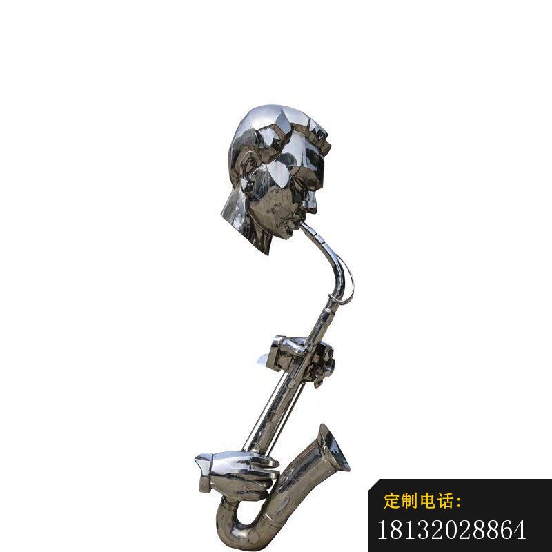 不锈钢吹萨克斯的抽象人物公园景观雕塑 (2)_800*800