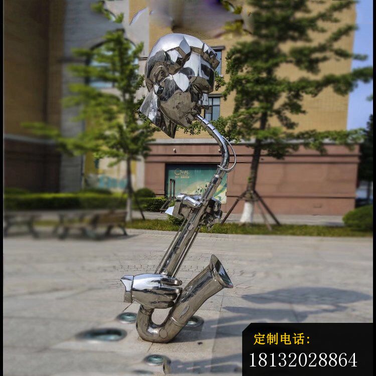 不锈钢吹萨克斯的抽象人物公园景观雕塑 (5)_750*750