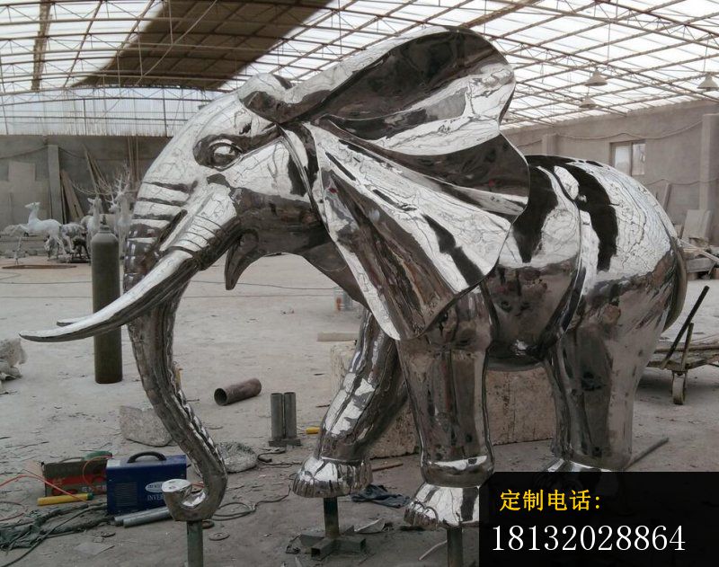不锈钢大象雕塑 广场动物雕塑_800*631
